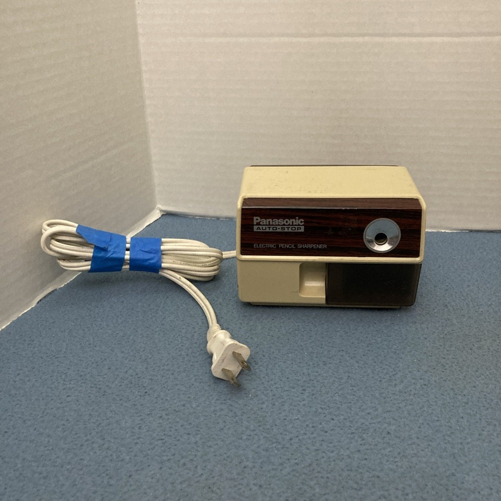 Vintage Panasonic Wood Grain KP-110 Auto-Stop Electric Pencil Sharpener